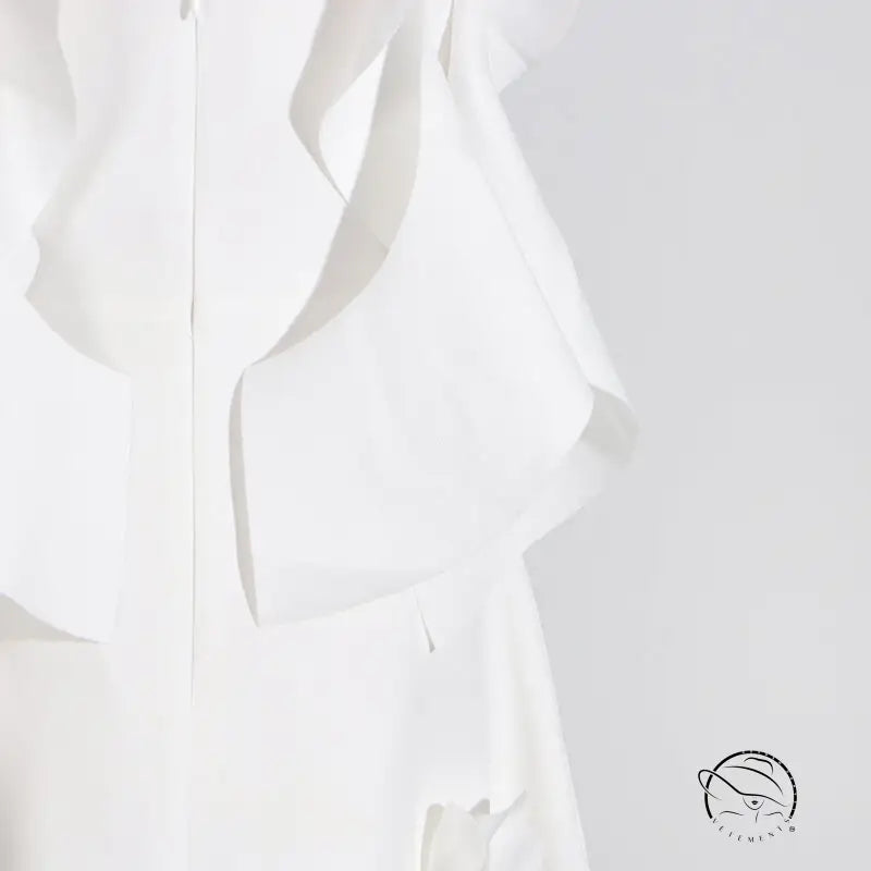 White slim fit floral summer dress with high grade stitching and flowing fabric