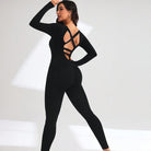 Black langry fashion ملابس: crisscross back yoga bodysuit