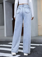 Light blue high-waisted wide-leg Langry denim trousers with distressed wash