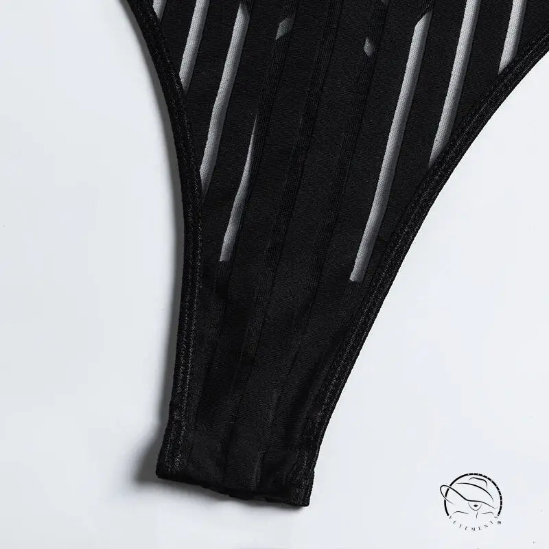 Hollow out Cutout Striped Cross Strap one Piece Lingerie Suit