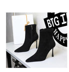 Elegant langry black suede pointed-toe high heel ankle boots in fashion