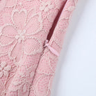 Elegant langry fashion pink lace jumpsuit with floral pattern and zipper