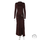 Sleek burgundy langry fashion sheath dress with ruched waist