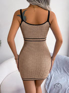 Elegant design knitted hip tan mini dress