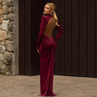 Beautiful High Collar Slim Backless Maxi Dress