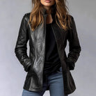 Trendy Gothic faux leather jacket with zipper and pockets