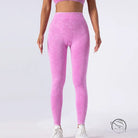 Pink washed seamless yoga trousers, high-waisted athletic leggings