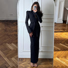 Gorgeous waist tight black tailored jumpsuit with slim fit