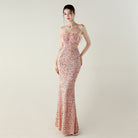 Langry rose gold sequined mermaid gown with sweetheart neckline