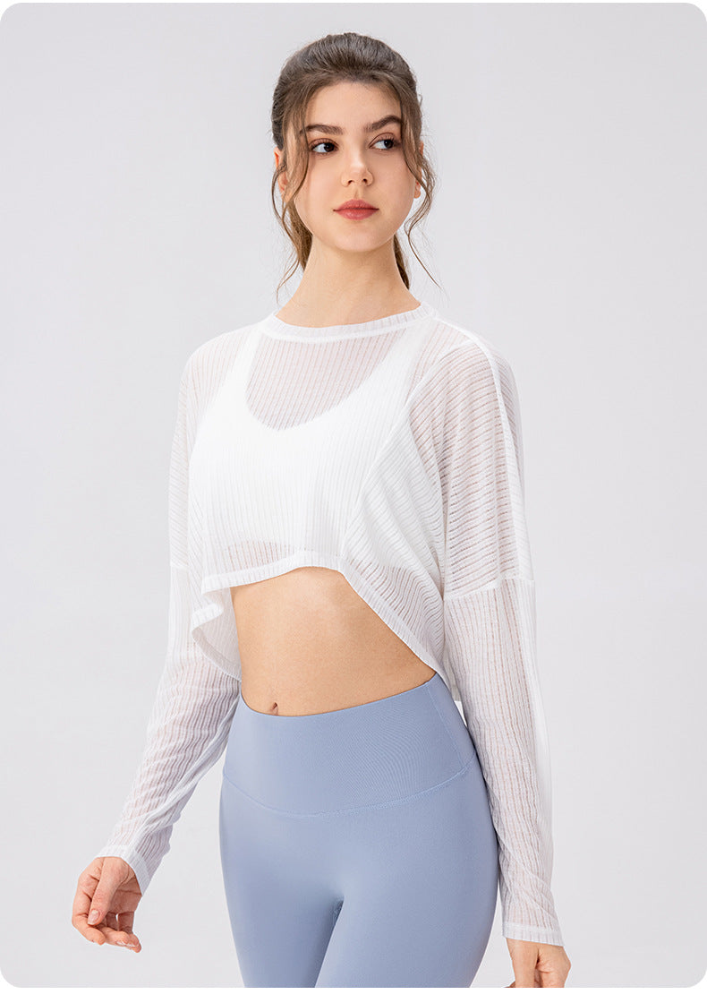 Women Yoga Blouse Long Sleeve Lightweight Breathable Workout Top Loose Outdoor Running Casual Sports