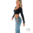 Light wash chain straight jeans with sexy chain-link cutouts