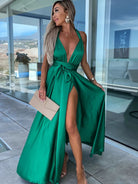 Emerald green halter dress from Spring Summer Changeable Lace up Dress collection in fashion ملابس
