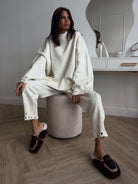 Winter Knitted Ankle Tight Pants Turtleneck Sweater Set