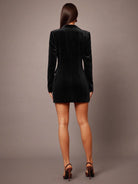 Elegant langry black velvet blazer dress with long sleeves
