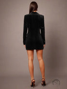 Elegant black velvet blazer dress in langry fashion style for business wear