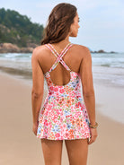 Floral print swim dress in Twist Bag Cross One Piece Swimsuit for chic summer fashion