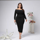 Elegant Sheath Pencil Long Sleeve Maxi Dress