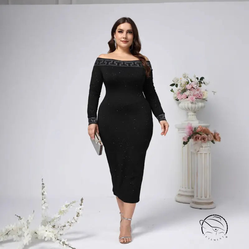 Elegant Sheath Pencil Long Sleeve Maxi Dress