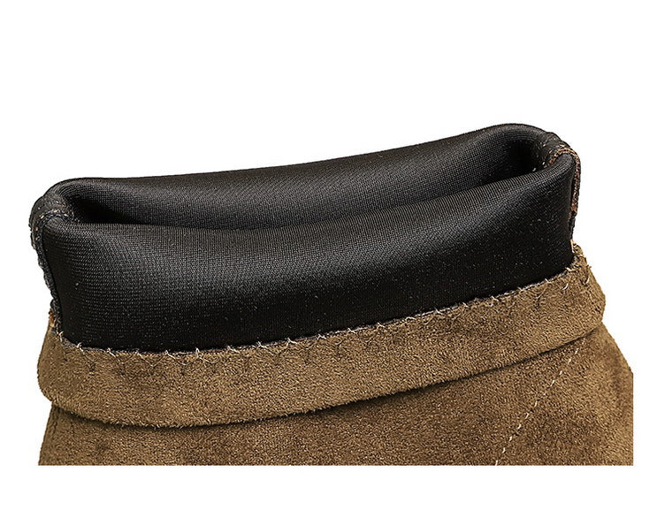 Langry French Classic Retro Suede Skinny Boots in brown with black rubber sole