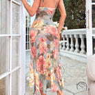Floral print dress maxi nightdress with spaghetti straps