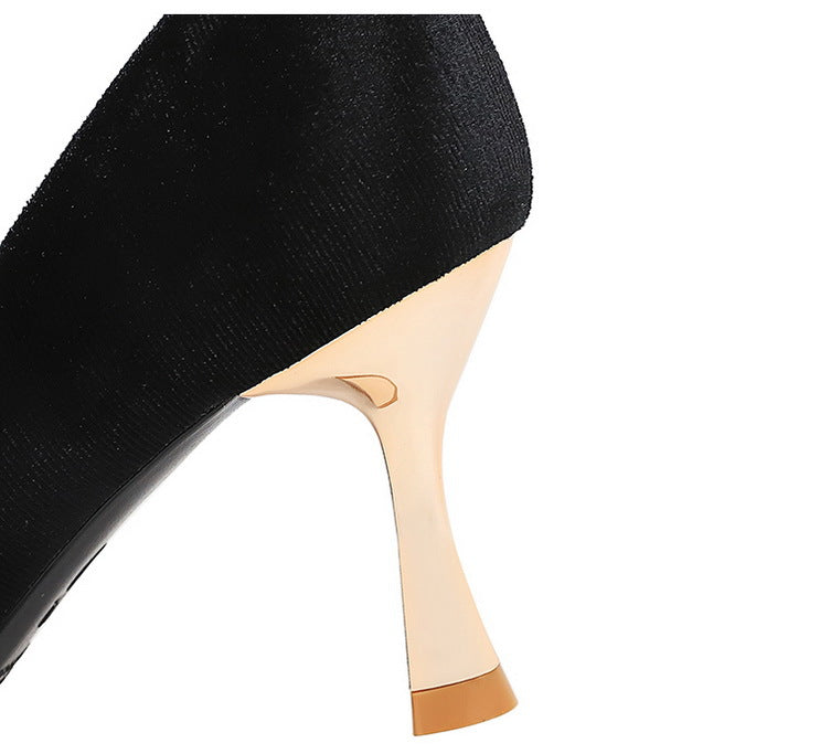 Metal Floral Comfortable High Heel