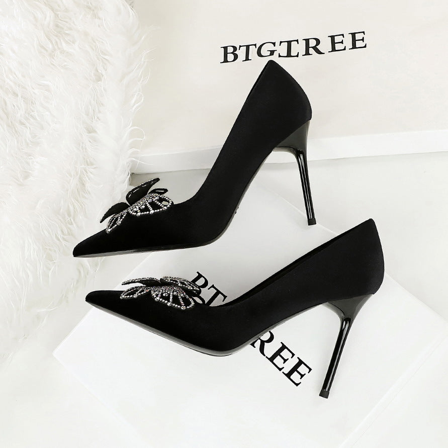 Double Layer Bow Decoration High Heels