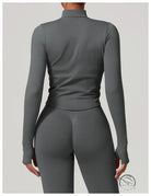 Stand Collar Long Sleeve Zipper Yoga Jacket Women Tight Quick Drying Clothes Outdoor Fitness Sports Top