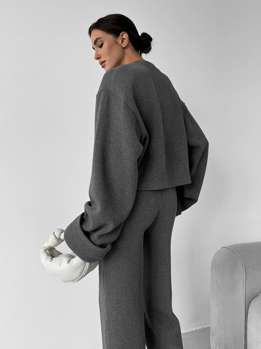 Charcoal gray textured langry sweater in enchanting fashion style