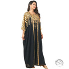 Black and gold langry fashion kaftan dress with geometric patterns