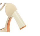 Langry fashion cream-colored Strap Super High Heel sandal with chunky heel and ankle strap