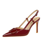 French v Shaped Square Buckle Pointed High Heels