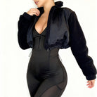 Langry black fur-lined hooded jacket, Balenciaga-inspired fashion ملابس