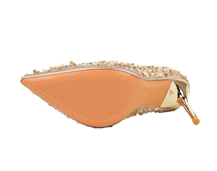 French Small Sharp Point High Heels