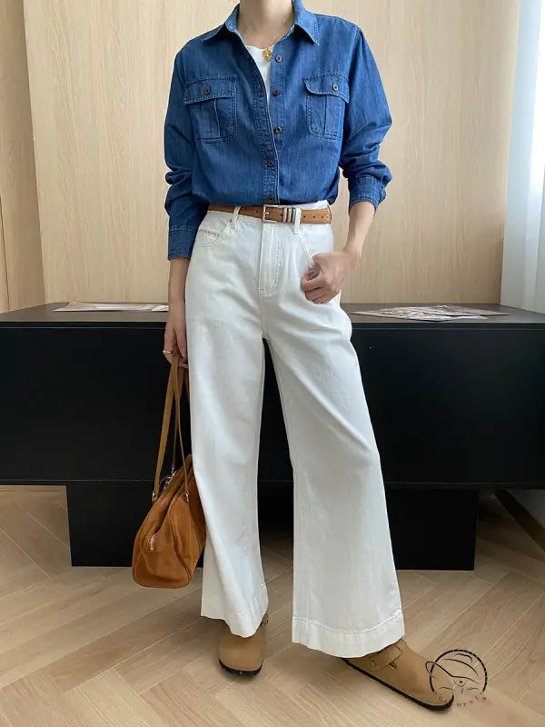 Relaxed Pocket Design Casual Denim Shirt