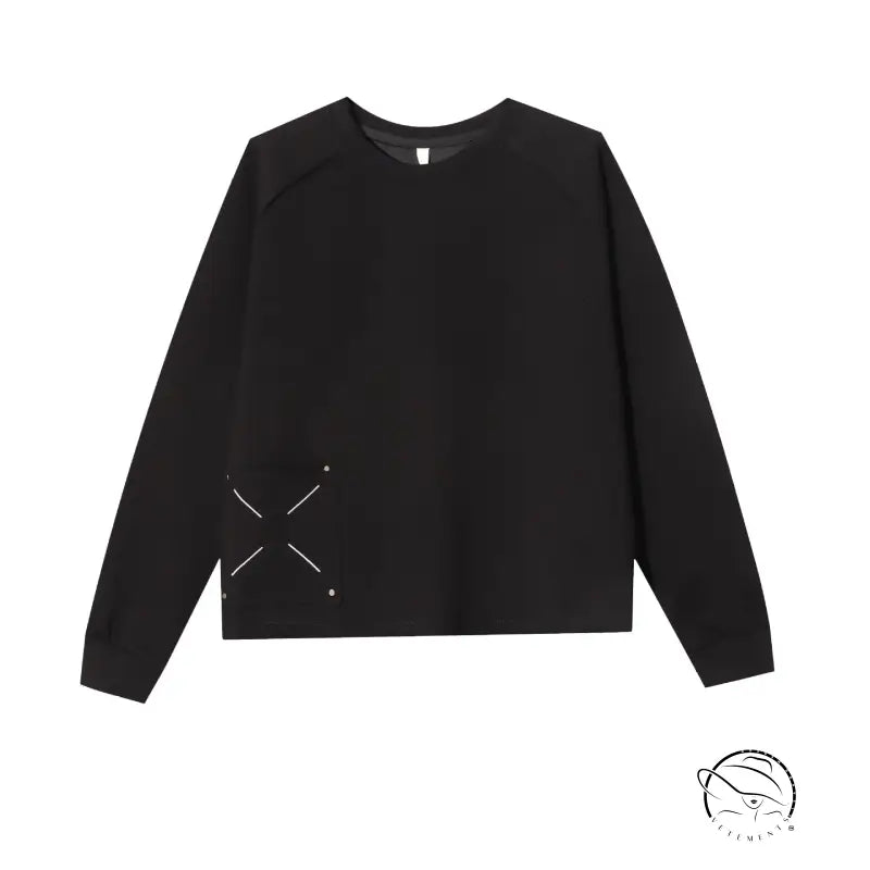 Casual embroidery sweatshirt in black with white x-stitch detail, langry fashion ملابس