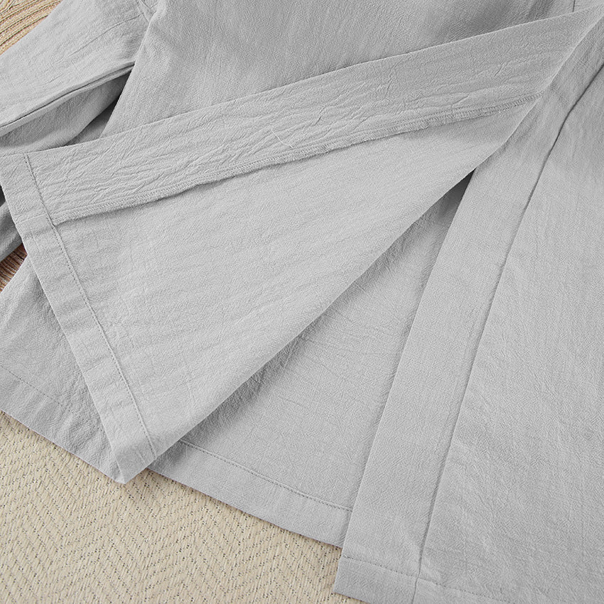 Light gray textured fabric with split hem for loose casual cotton pajamas