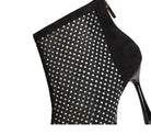 Langry fashion black studded ankle stiletto boot with zipper