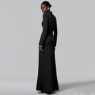 Autumn French high waist slim slit black maxi dress in langry fashion ملابس