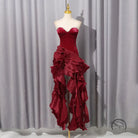 Enchanting red ruffled short evening dress in langry fashion ملابس