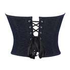 Langry fashion denim corset belt with black laces and steel ring cup