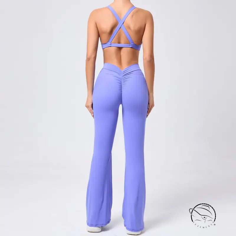Peach tight brushed yoga clothes with hip raise two-piece set