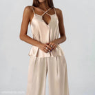 Silk sexy cool pajamas satin camisole and pants set for stylish comfort