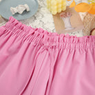 Pink ruffled langry fashion shorts in casual pajamas