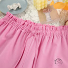 Pink ruffled langry shorts in casual loose pajamas fashion