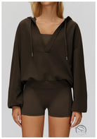 Langry olive green fashion hoodie with drawstring and pockets