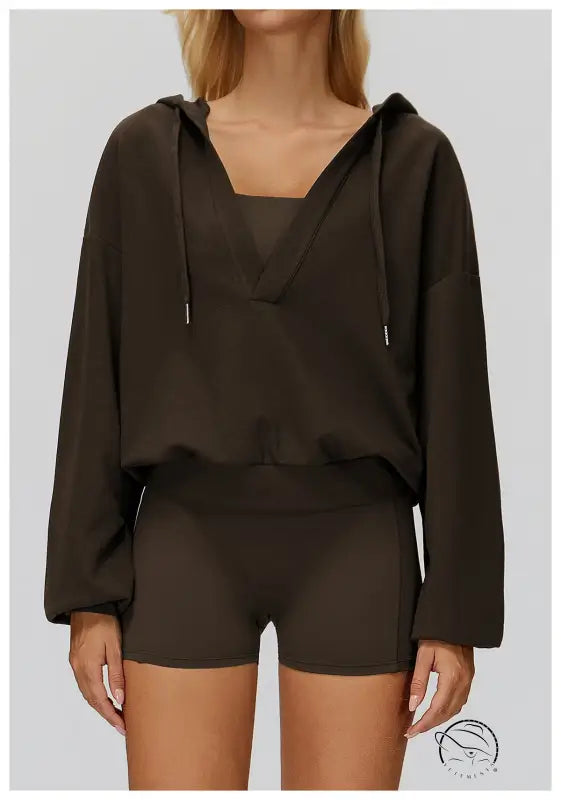 Langry olive green fashion hoodie with drawstring and pockets