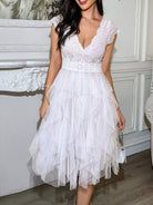 Elegant Lace Short Sleeved Dress