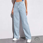 Stunning high waist wide leg jeans in light-wash denim