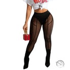 Tight mesh see-through black leggings with solid panels