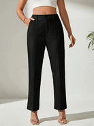 Black high-waisted straight-leg dress pants for women, stylish ملابس for work fashion